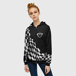 Толстовка на молнии женская Genesis racing flag, цвет: 3D-черный — фото 2