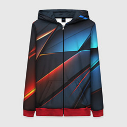 Толстовка на молнии женская Абстрактные разломы, цвет: 3D-красный