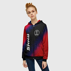 Толстовка на молнии женская Saab красный карбон, цвет: 3D-черный — фото 2