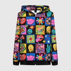 Толстовка на молнии женская Funny cartoon characters, цвет: 3D-черный