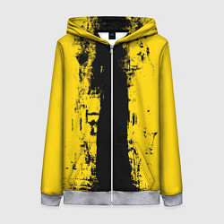 Женская толстовка на молнии Вертикальная черно-желтая полоса Cyberpunk 2077