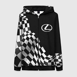 Толстовка на молнии женская Lexus racing flag, цвет: 3D-черный