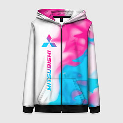 Толстовка на молнии женская Mitsubishi neon gradient style: по-вертикали, цвет: 3D-черный