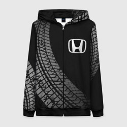 Толстовка на молнии женская Honda tire tracks, цвет: 3D-черный