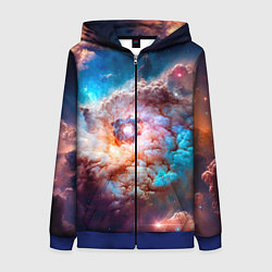 Женская толстовка на молнии Небула в космосе в голубо-розовых тонах - нейронна