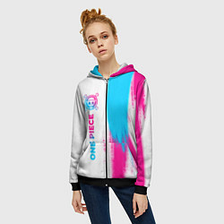 Толстовка на молнии женская One Piece neon gradient style: по-вертикали, цвет: 3D-черный — фото 2