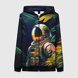 Толстовка на молнии женская Космонавт в зарослях, цвет: 3D-черный