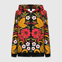 Женская толстовка на молнии Хохлома узор