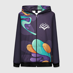 Женская толстовка на молнии Warframe graffity splash