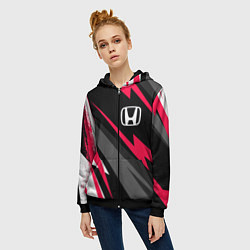 Толстовка на молнии женская Honda fast lines, цвет: 3D-черный — фото 2