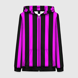 Женская толстовка на молнии В полоску черного и фиолетового цвета