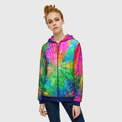 Толстовка на молнии женская Радужное излучение, цвет: 3D-синий — фото 2