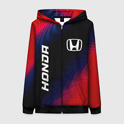 Толстовка на молнии женская Honda красный карбон, цвет: 3D-черный