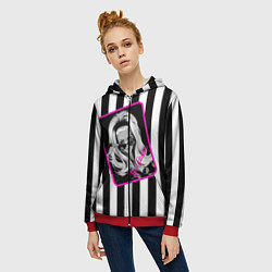 Толстовка на молнии женская Барби и полосы, цвет: 3D-красный — фото 2