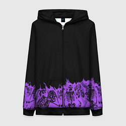 Толстовка на молнии женская Скелеты в неоновом огне, цвет: 3D-черный