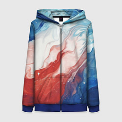 Толстовка на молнии женская Белый синий красный, цвет: 3D-синий