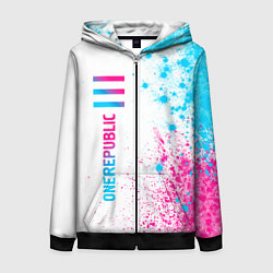 Толстовка на молнии женская OneRepublic neon gradient style: по-вертикали, цвет: 3D-черный