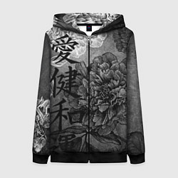 Женская толстовка на молнии Flowers - japanese art