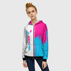 Толстовка на молнии женская Valorant neon gradient style: по-вертикали, цвет: 3D-черный — фото 2