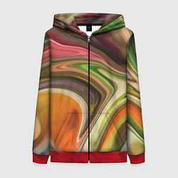 Толстовка на молнии женская Waves colors, цвет: 3D-красный