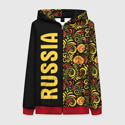 Толстовка на молнии женская Russia хохлома, цвет: 3D-красный