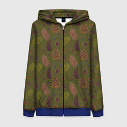 Толстовка на молнии женская Шишки разные, цвет: 3D-синий