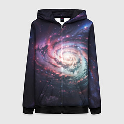 Толстовка на молнии женская Спиральная галактика в космосе, цвет: 3D-черный