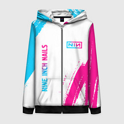 Женская толстовка на молнии Nine Inch Nails neon gradient style: надпись, симв