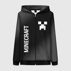Толстовка на молнии женская Minecraft glitch на темном фоне: надпись, символ, цвет: 3D-черный