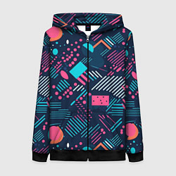 Женская толстовка на молнии Абстракция синяя паттерн
