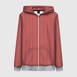 Женская толстовка на молнии Серьёзный тёмно-коралловый полосы