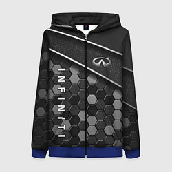 Толстовка на молнии женская Infiniti - черный металл, цвет: 3D-синий