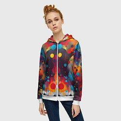 Толстовка на молнии женская Mirrow colorful blots - abstraction - vogue, цвет: 3D-белый — фото 2