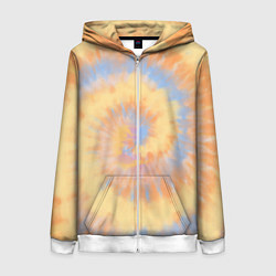 Толстовка на молнии женская Tie-Dye дизайн, цвет: 3D-белый