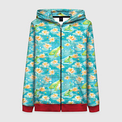 Женская толстовка на молнии Кувшинки и лягушки
