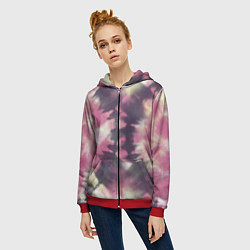 Толстовка на молнии женская Tie-Dye дизайн, цвет: 3D-красный — фото 2