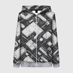 Женская толстовка на молнии Полосы Чёрно-белые киберпанк