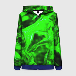 Женская толстовка на молнии Зелёная кислотная неоновая коалесценция