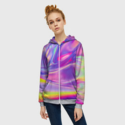 Толстовка на молнии женская Радужное северное сияние, цвет: 3D-меланж — фото 2