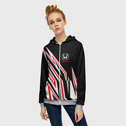 Толстовка на молнии женская Хонда - белый и красный, цвет: 3D-меланж — фото 2