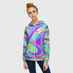 Толстовка на молнии женская Костюм Barbie Totally Ultra Hair brunette, цвет: 3D-меланж — фото 2