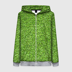 Толстовка на молнии женская Зелёный газон, цвет: 3D-меланж
