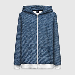 Толстовка на молнии женская Текстура джинсы, цвет: 3D-белый