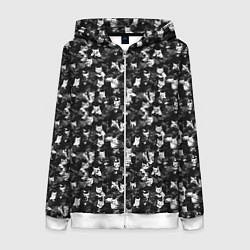Толстовка на молнии женская Камуфляж с котиками, цвет: 3D-белый