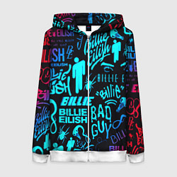 Толстовка на молнии женская Billie Eilish neon pattern, цвет: 3D-белый