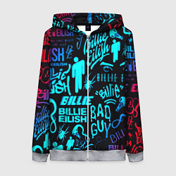 Толстовка на молнии женская Billie Eilish neon pattern, цвет: 3D-меланж