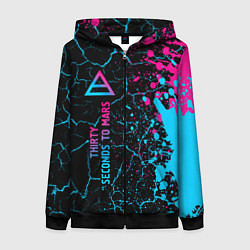 Толстовка на молнии женская Thirty Seconds to Mars - neon gradient: по-вертика, цвет: 3D-черный