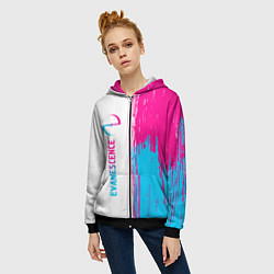 Толстовка на молнии женская Evanescence neon gradient style: по-вертикали, цвет: 3D-черный — фото 2