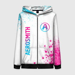 Женская толстовка на молнии Aerosmith neon gradient style: надпись, символ