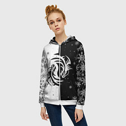 Толстовка на молнии женская Инь Янь - Драконы, цвет: 3D-белый — фото 2